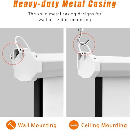 Image of BIG VUE Manual Pull Down Projector Screen, High Gain White Fabric Insta Lock - Auto Lock Projection Screen for Classroom, Home Theatre or Office (84 Inch, 4:3 Aspect Ratio)