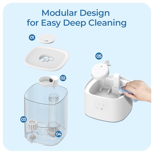 LasVacde 2.5L Humidifiers for Bedroom, Top Fill Cool Mist Humidifiers for Large Room, Easy to Fill & Clean, 30H Runtime, 28dB Quiet Air Humidifier for Plants, Baby Nursery with Night Light by LasVacde - Image 5
