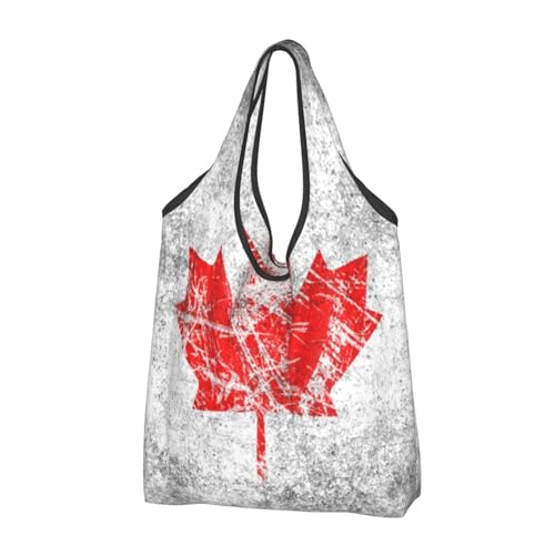 Grands sacs à provisions réutilisables à imprimé drapeau du Canada rétro