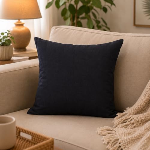 Image of Pink Meadow Bloom Embroidered & Midnight Palms Fringed Cushion Cover | Hidden Zipper | Pack of 1 (Midnight Palm)