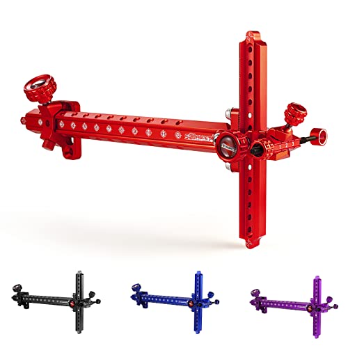 Soohupet Archery Recurve Bow Sight Accessories T Shape Archery Shooting Target Sight Adjustable Bowsight With Optical Fiber Pin Sight For Target Practice (Red) #TOP6