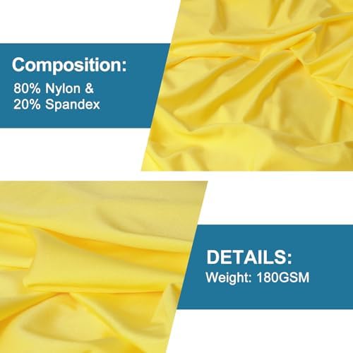 HHZZMIAO 59" Width Nylon Spandex Fabric, 80% Nylon & 20% Spandex, Swimwear, Activewear Fabric 4-Way Stretch, for Sports, Yoga, Dance(Bright Yellow, 1 Yard) — view 2