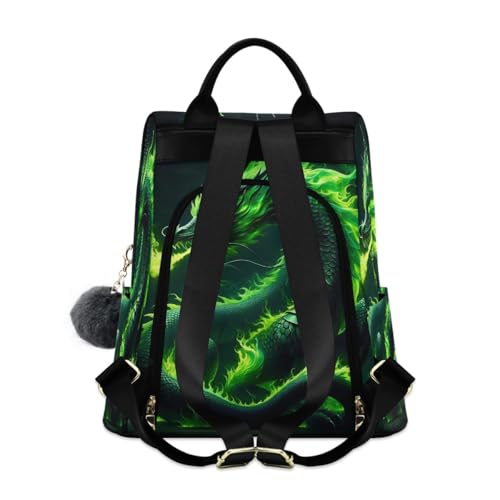 Image of SUABO Green Fire Dragon Women Backpack Purse Anti-theft Casual Shoulder Bag Fashion Ladies Bags