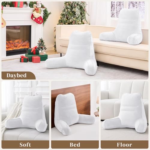 Image of Sasttie Reading Pillow for Bed, Back Pillow for Sitting Up, White