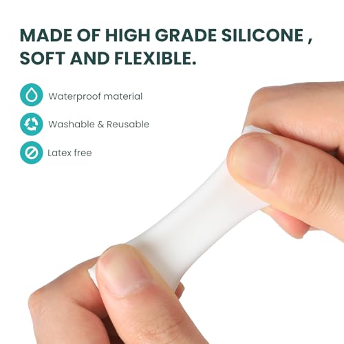 Image of Promifun Silicone Toe Protectors - 12 Pack Silicone Toe Sleeve for Hammer Toes, Corns, Calluses, Blisters - Soft Gel Toe Tube Pads for Pain Relief(Large Sizes, White)