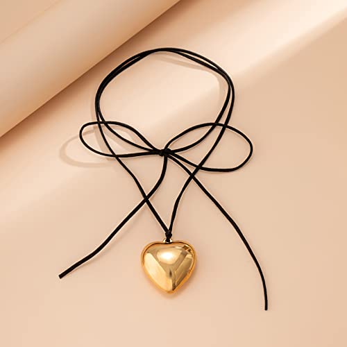 Fanjurney Sexy Velvet Choker Necklace For Women Girls, Boho Heart Shape Evil's Eye Pendant Long Choker Layered Necklace Perfect Gifts For Lady Women Teen Girls #TOP3