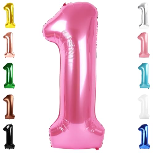 Ballon Chiffre 1 Rose 40 Pouces – Géant pour Anniversaire Fille, Garçon, Femme, Homme, Entreprise ou Amitié