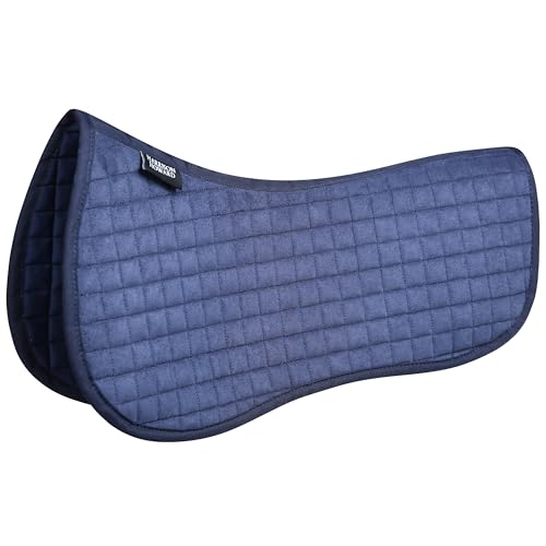 Harrison Howard Half Pad Pressure Relief Injury Prevention for Horses, Contoured Fit, Breathable Horse Riding Saddle Pad Navy