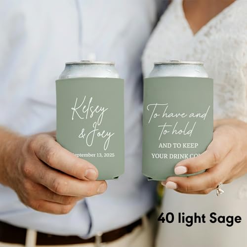 Image of 200PCS Customized Wedding Can Coolers Personalized Wedding Favors Monogram Can Holders (Custom, 200 can cooler)