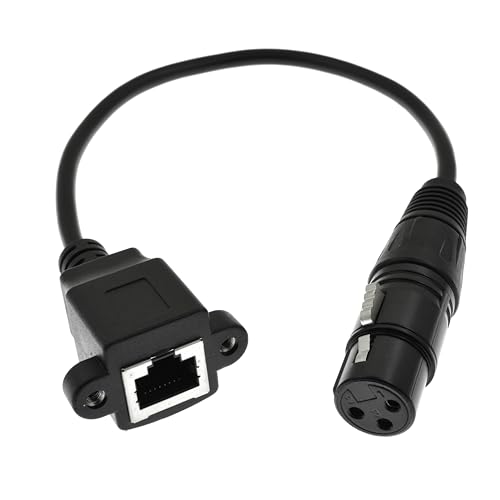 YiKaiEn XLR 3-Pin Female to RJ45 Female Adapter Cable - XLR Male to RJ45 Ethernet Connector, CAT5 Extension for DMX-CON Controller Series 1.1Ft