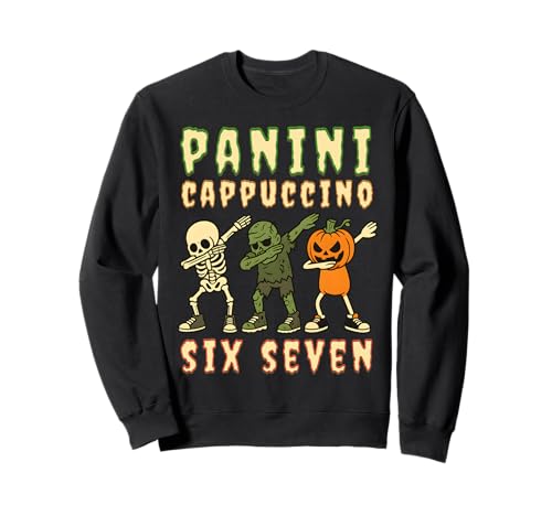 Italian Brainrot Halloween Panini Cappuccino Six Seven Meme Sweatshirt