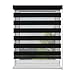 Produktbild Fensterdecor Doppel-Rollo mit Aluminium-Kassette, Rollo für Fenster mit seitlichem Kettenzug, Seitenzug-Rollo mit Blende in Schwarz für Innen-Bereich, lichtdurchlässig u. verdunkelnd, 120 x 230 cm