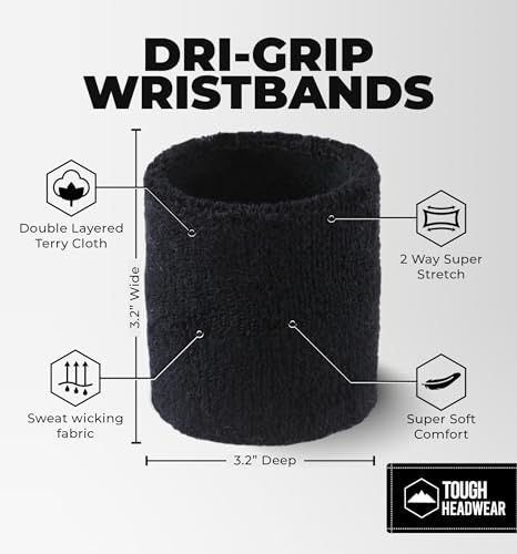 Tough Headwear WRISTBANDS - BLACK Sports Wristbands - Arm Bands thumb #2