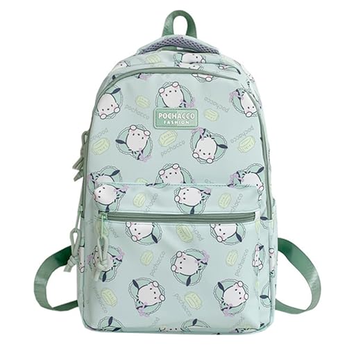 Roffatide Cartoon All Over Print Casual Backpack Laptop Backpack Travel Hiking Rucksack Daypack Green