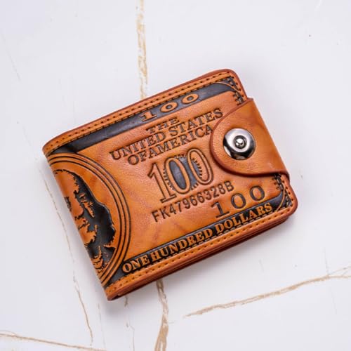 Men's US Dollar Wallet Creative Vintage Wallet Bill Money Bifold Safe Purse With Magnetic Buckle (brown)2