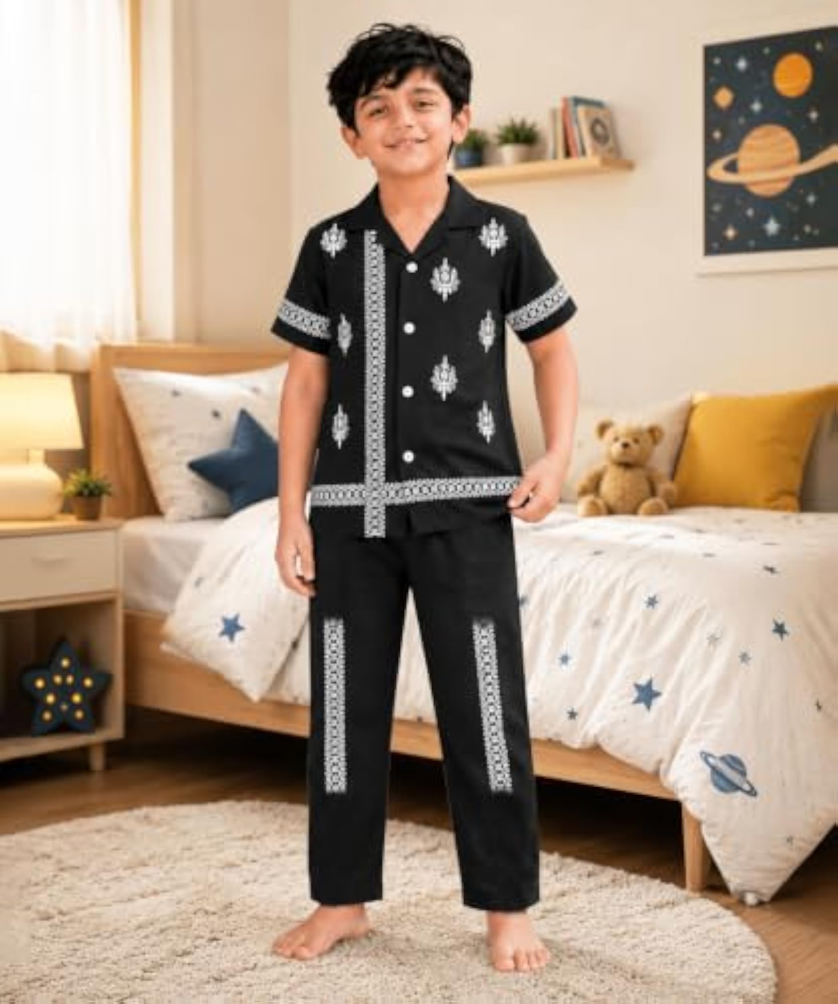 Cotton Night Suit Pajama Set with Printed Shirt