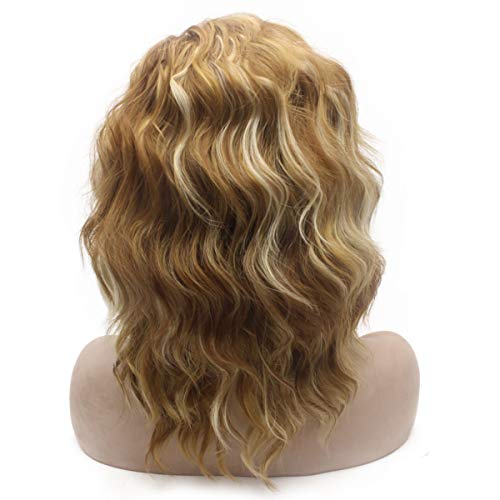 Shoulder Length Curly Lace Front Blonde Ombre Wig