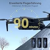 CHUBORY X10 PRO GPS-Drohne mit Kamera für Erwachsene 4K UHD, 90 Minuten Flugzeit, 1000 Meter Steuerreichweite, automatische Rückkehr, Folge-Modus, bürstenloser Motor, 5G RC-Quadcopter für Anfänger