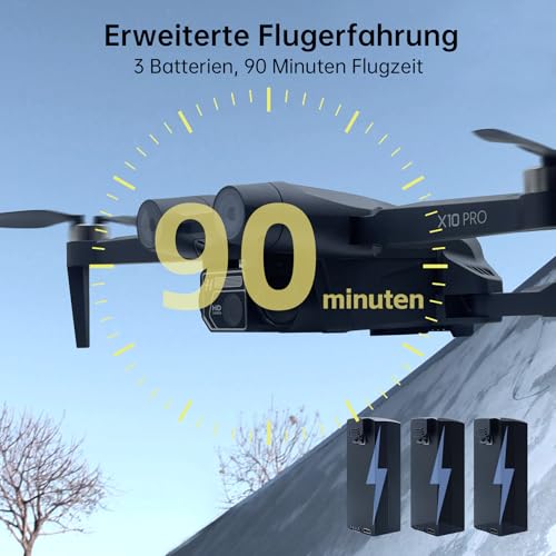 X10 PRO GPS-Drohne mit Kamera für Erwachsene 4K UHD, 90 Minuten Flugzeit, 1000 Meter Steuerreichweite, automatische Rückkehr, Folge-Modus, bürstenloser Motor, 5G RC-Quadcopter für Anfänger – Bild 5