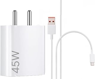 45W Turbo Fast Charging Adapter with USB Type-C Turbo Charging Cable Compatible with Redmi Note 13, Note 13 Pro+, Redmi 12 5G, 13C, Note 12 Pro, Note 11 Pro, Poco X5 Pro,F4 & X3 Pro (White)