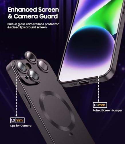 Image of DIZORO Magnetic Case for iPhone 14 Cover [Compatible with MagSafe][Built-in Camera Lens Protector] Slim Soft Silicone Bumper Shockproof Metallic Luster Back Cover Phone Cases (Coffee)