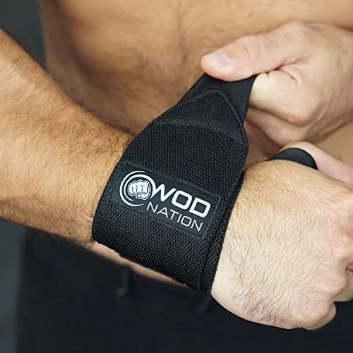 WOD Nation Wrist Wraps Weightlifting for Men & Women - Weight Lifting Wrist Wrap Set of 2 (12" or 18") (12 Inch - Black)