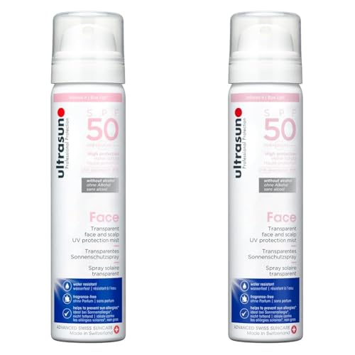 Image of ultrasun Ultrasun 50spf UV Face & Scalp Mist, Clear, 75ml (Pack of 2)