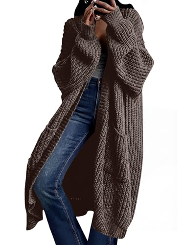 AUGCONE Women's Oversized Cardigans Sweater Long Coat Knit Fall Winter