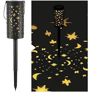 Exquisit Schmiedeeisen Hohl Solar Rasenlampe LED Sterne Mondlampe Outdoor Garten Flamme Bodenlampe Mode