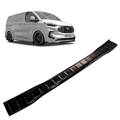 Chromemaster | Protection de Pare-Chocs Arrière Compatible avec Ford Transit Custom 2023+ | Plastique ABS, Brillant, Noir ; Protection de Seuil de Coffre pour Protéger Votre Voiture des Rayures