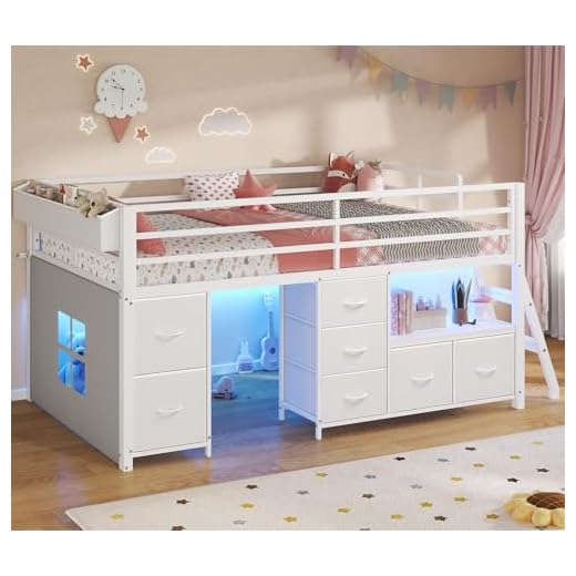 ADORNEVE Low Loft Bed with Storage