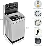 Giantex Full Automatic Washing Machine, 2 in 1 Portable Laundry Washer, 1.5Cu.Ft 11lbs Capacity Washer and Dryer Combo, 8 Programs & 10 Water Levels, Stainless Steel Barrel, Effort Saving Top Load Washer for Apartment Dorm (Gray)