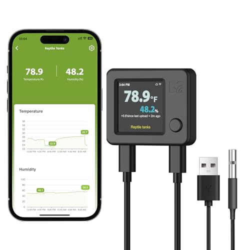 Image of MOCREO WiFi Reptile Thermometer Hygrometer, Waterproof Probe, App Alerts