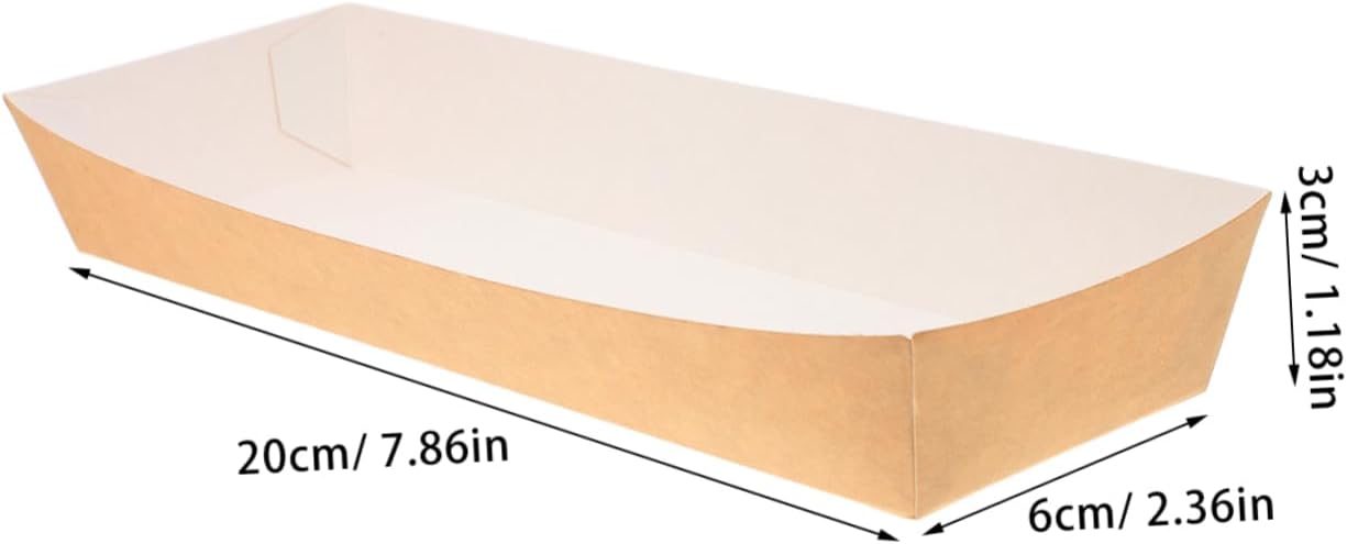 PRETYZOOM 50pcs Kraft Paper Takeout Containers Portable Snack Boxes for Picnic BBQ and Fried Food Hot Dog Trays Leak-Resistant Design