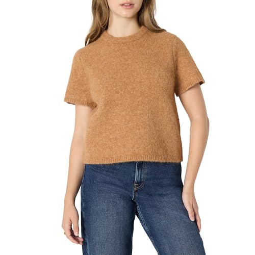 Image of Amazon Essentials Women's Relaxed-Fit Faux Mohair Short Sleeve Sweater Top