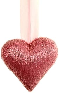 Landon Tyler 15 x 15 x 5 cm Decorative Beaded Hanging Heart - Pink