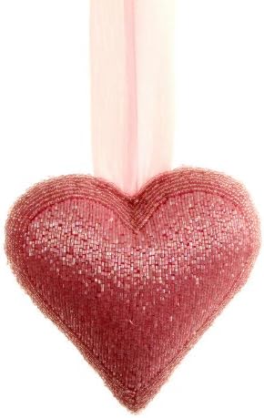 Landon Tyler 15 x 15 x 5 cm Decorative Beaded Hanging Heart - Pink