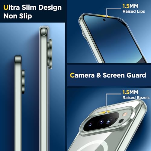 SPIDERCASE Magnetic for Google Pixel 10/Pixel 10 Pro Case, Military Grade Drop Protection Slim Crystal Clear Shockproof Anti-Fingerprint Phone Case, Phone Case for Pixel 10/10 Pro, Clear - Image 6