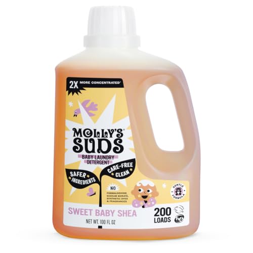 Image of Molly's Suds Baby Liquid Laundry Detergent | Removes Formula, Poop & Spit-Up Stains | Extra Gentle for Infants, Babies, Toddlers (Sweet Baby Shea, 200 Loads)
