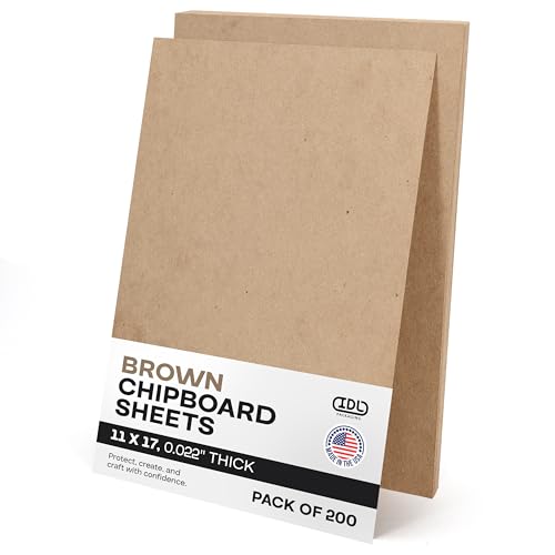 Chipboard Sheets 17" x 11", Pack of 200 - USA-Made Cardboard Sheets