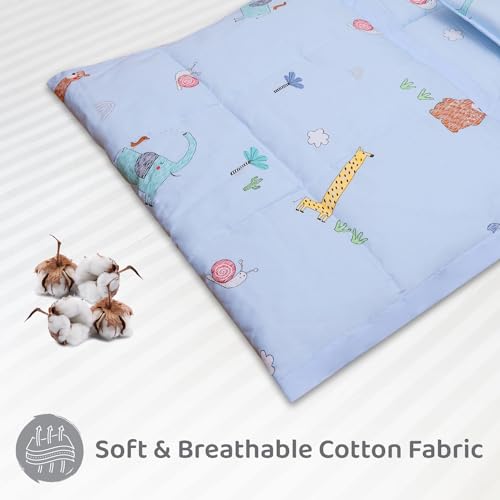 Image of R for Rabbit Snuggy Cozy Baby Bedding Set, 100% Cotton Portable Mattress Set, Travel-Friendly Soft Toddler Bed 60x85 cm, Set of 3 Pieces (Sky Blue)
