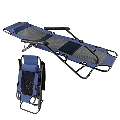 Bigtree Adjustable Camping Folding Cot Chaise Lounge Chair W/Pillow Breathable Mesh Lounger Reclining Chair,Portable Patio Zero Gravity Chair For Garden Outdoor Camping Pool Lawn #TOP7