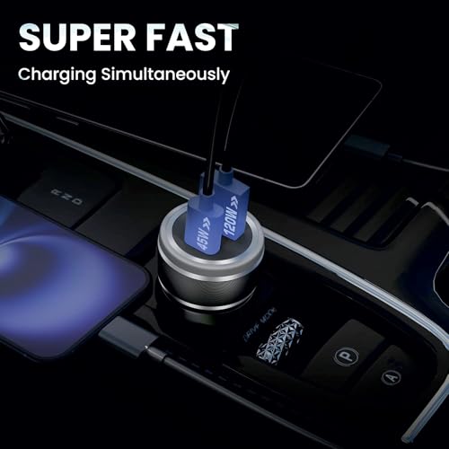 Image of RAPIDX 165W Super Fast Car Charger | Dual Port USB A 120W and USB C 45W PD Fast Charging Adapter | Universal 12V-24V Fast Car Charger for All Type of Mobile, Smartphone,Watch (Black)