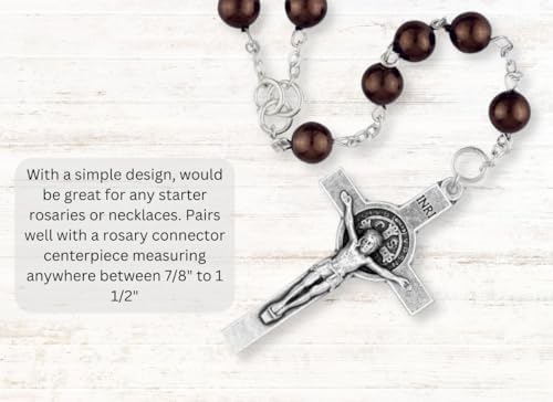 Caritas et Fides 5개 벌크 팩 - 묵주 제작용 성 베네딕트 십자가 대형 십자가 - 성 베네딕트 또는 묵주 제작 용품용 3.8cm(1.5인치) 실버 산화 십자가 부품, 이탈리아산 — 사진 4