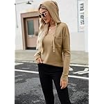 Pullover Damen Hoodie Langarm V Ausschnitt Kapuzenpullover Lockere Sweatshirt Oberteil mit Kordelzug – Bild 4