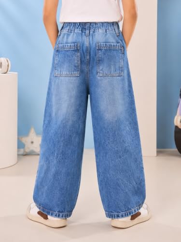 Image of KiddoPanti Boys Baggy Jeans | Stretch Denim Wide Leg Jeans | Elastic Waist Casual Denim Pants | Cotton Blend Loose Fit with 4 Pockets | Kids Street wear | 2-14 Years