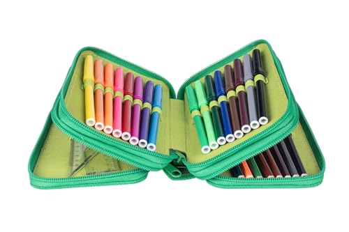 gimboo Schulmäppchen mit Zubehör/Federmäppchen mit großem Fassungsvermögen/Mit 3 Fächer/Federtasche Federmäppchen Stifteetui/Motiv - Fussball/Für Kinder Jungen Mädchen