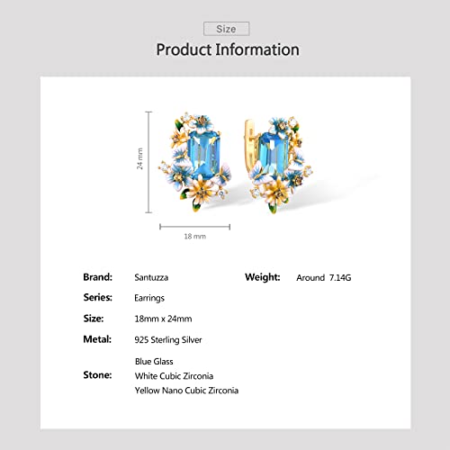 Santuzza 925 Sterling Silver Daisy Butterfly Earrings Blue Glass Enamel Flower Dangle Earrings For Women #TOP4