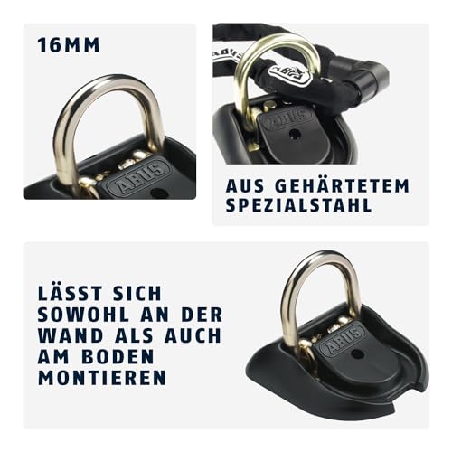 ABUS Wand- und Bodenanker Granit WBA 100 - Diebstahlsicherung für Fahrrad und Motorrad - Befestigungsanker aus Spezialstahl Sicherheitslevel 20, Schwarz