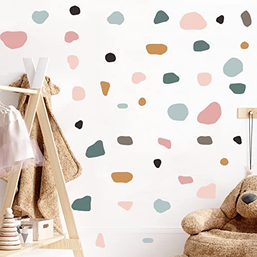Boho Wall Decor Terrazzo Decal Polka Dots Wall Stickers Irregular Stones Colorful Peel&Stick Decorations Abstract Vintage Abstract Geometric Modern Wall Art Home Decals For Furniture #TOP2